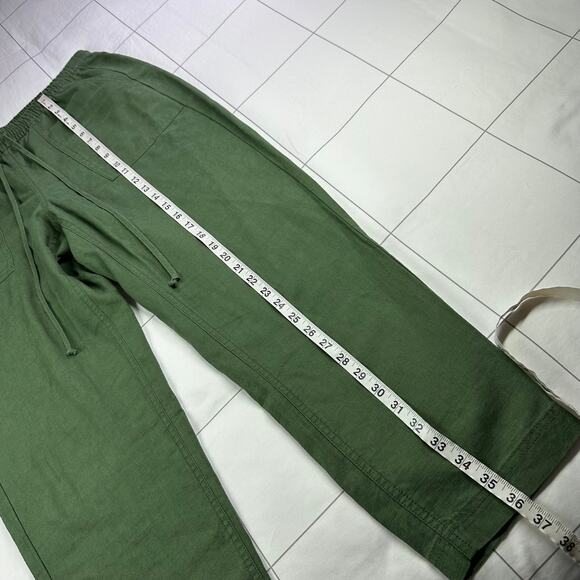 J. Crew Pants Womens Medium Green Seaside Linen Blend Casual Pockets Coastal - Picture 9 of 10